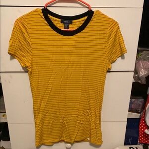 Forever 21 Yellow Fitted Ribbed T-Shirt